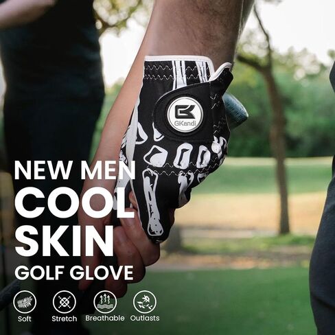 Golf Gloves Men Right Handed Golfer Left Hand Leather Stylish Value 2 Pack with Ball Marker, Mens Golf Glove All Weather Grip, Size Small Medium ML Large XL in Kuwait