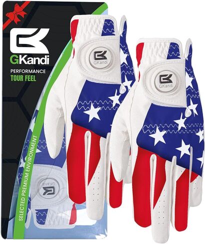 Golf Gloves Men Right Handed Golfer Left Hand Leather Stylish Value 2 Pack with Ball Marker, Mens Golf Glove All Weather Grip, Size Small Medium ML Large XL in Kuwait