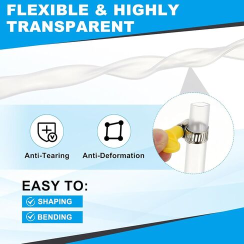 PATIKIL PVC Vinyl Tubing, 3/8"ID x 1/2"OD Flexible Clear Plastic Tube with 2 Hose Clamps, Hose Line Pipe for Multipurpose Industrial Vinyl Aquarium, 16.4FT in Saudi Arabia