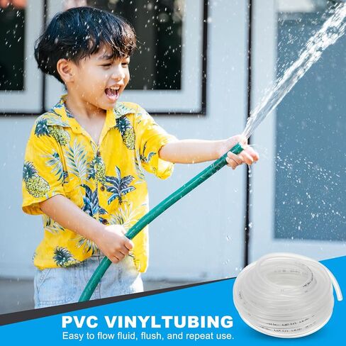 PATIKIL PVC Vinyl Tubing, 3/8"ID x 1/2"OD Flexible Clear Plastic Tube with 2 Hose Clamps, Hose Line Pipe for Multipurpose Industrial Vinyl Aquarium, 16.4FT in Saudi Arabia