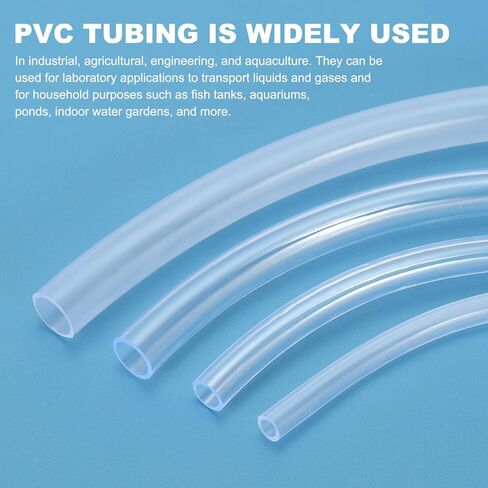 PATIKIL PVC Vinyl Tubing, 3/8"ID x 1/2"OD Flexible Clear Plastic Tube with 2 Hose Clamps, Hose Line Pipe for Multipurpose Industrial Vinyl Aquarium, 16.4FT in Saudi Arabia