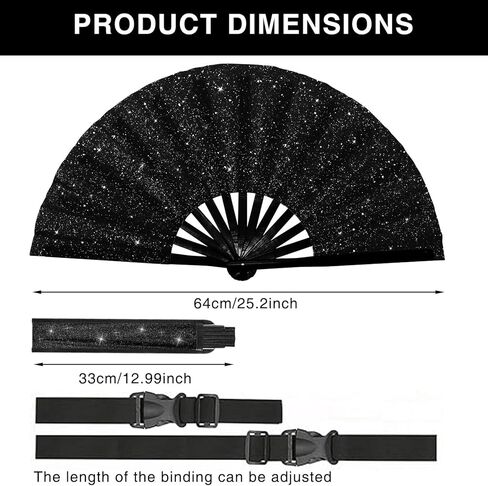 3 Pcs Line Dancing Fan, Foldable Boots on The Ground Hand Fan, Big Fans Handheld Line Dance Clap Fans (Black) in Saudi Arabia