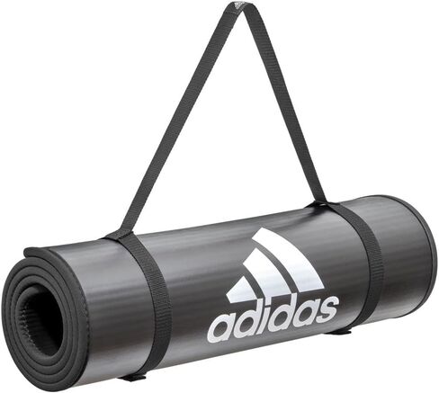 adidas 10mm Extra Thick Training Mat with Carrying Strap and Non-Slip Textured Base - Cushioned Workout Mat for Home Gym, Floor Workouts, and Intense Exercises - Portable and Durable in Saudi Arabia