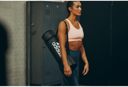 adidas 10mm Extra Thick Training Mat with Carrying Strap and Non-Slip Textured Base - Cushioned Workout Mat for Home Gym, Floor Workouts, and Intense Exercises - Portable and Durable in Saudi Arabia