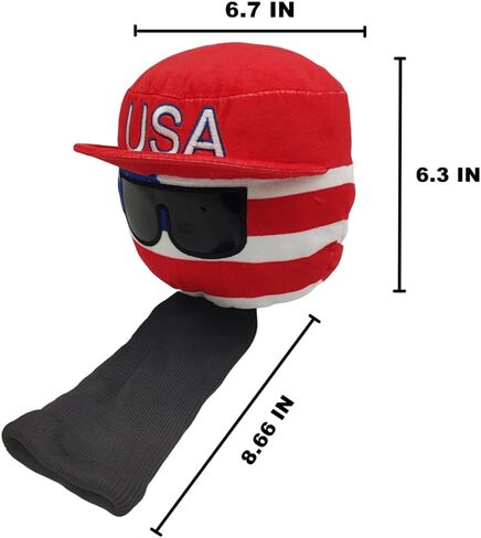 USA Golf Driver Head Cover Soft Plush Cute Cartoon American Ball with Cool Sunglasses Stylish Looking Thick Padding Protechtion Fit Regular 460cc Size Club Headcover in Saudi Arabia