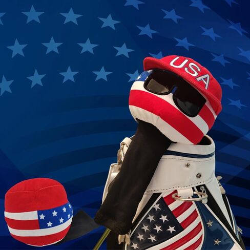 USA Golf Driver Head Cover Soft Plush Cute Cartoon American Ball with Cool Sunglasses Stylish Looking Thick Padding Protechtion Fit Regular 460cc Size Club Headcover in Saudi Arabia