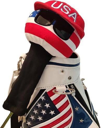 USA Golf Driver Head Cover Soft Plush Cute Cartoon American Ball with Cool Sunglasses Stylish Looking Thick Padding Protechtion Fit Regular 460cc Size Club Headcover in Saudi Arabia
