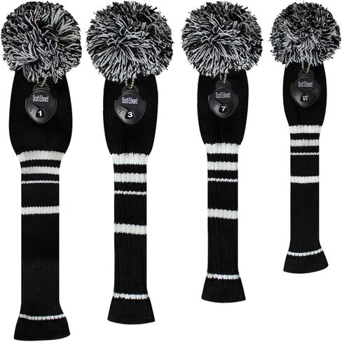 Scott Edward Multi-Style Optional Individualized Knit Golf Club Head Covers Set of 4, Fit for Driver Wood(460cc) * 1, Fairway Wood * 2, and Hybrid(UT) * 1, for Male/Female Golfers in Saudi Arabia