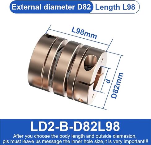LD2-B-D82L98 CNC DISCING DISCING D82L98MM عالية الدقة من القرص المرن من نوع الألمنيوم مقرن 8 مم إلى 22 مم 1PCS (42x42) in Kuwait