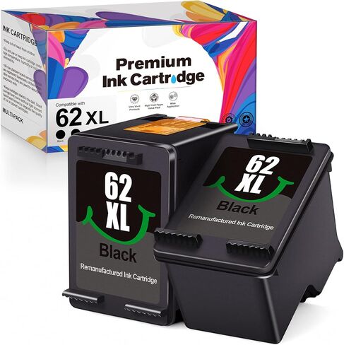 60XL Ink Cartridges for HP Printers (2 Black) for HP 60 Black Ink Cartridge for HP 60XL Works with PhotoSmart D110 C4780 C4680 C4795 Deskjet D2680 F2430 F4210 Envy 100 110 111 120 Series | CC641WN in Saudi Arabia