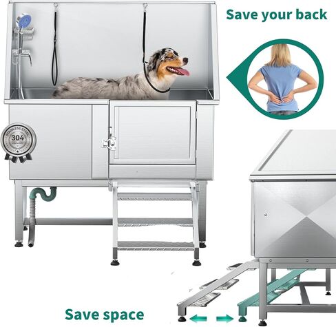 Yitahome Dog Bathtub 50in ، محطة استحمام من الفولاذ المقاوم للصدأ 304 ، حوض استحمام للكلاب ، أحواض القاعة مع منحدر يمين ، صنبور ، شبكة الأرض ، محطة غسل للحيوانات الأليفة للحيوانات الأليفة الكبيرة ، المتوسطة ، الصغيرة. in Saudi Arabia