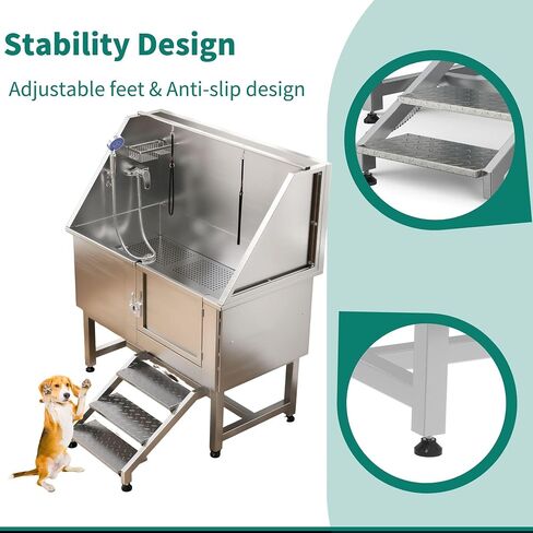 Yitahome Dog Bathtub 50in ، محطة استحمام من الفولاذ المقاوم للصدأ 304 ، حوض استحمام للكلاب ، أحواض القاعة مع منحدر يمين ، صنبور ، شبكة الأرض ، محطة غسل للحيوانات الأليفة للحيوانات الأليفة الكبيرة ، المتوسطة ، الصغيرة. in Saudi Arabia