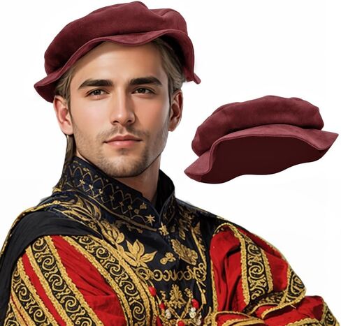 Procos Renaissance Tudor قبعات القبعات المسطحة للنساء القبعات القبعات الفرنسية رسام Cap Classic Costume Men Median in Saudi Arabia