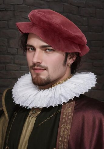 Procos Renaissance Tudor قبعات القبعات المسطحة للنساء القبعات القبعات الفرنسية رسام Cap Classic Costume Men Median in Saudi Arabia