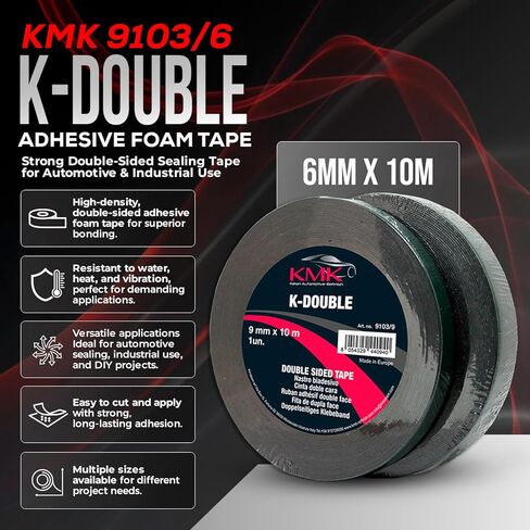 KMK 9103/6 K-Double - 6mm x 10m | Precision Double-Sided Automotive Mounting Tape for Narrow Trim and Accessories in Kuwait