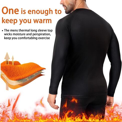 5 Pack Men's Thermal Compression Shirt Fleece Lining Athletic Quick Dry Base Layer Long Sleeve Fitness Top in Saudi Arabia