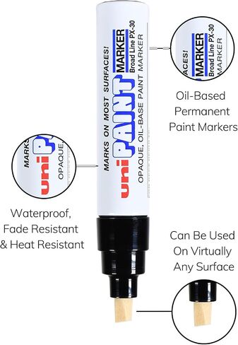 Uni-Ball Uni Paint PX-30 Oil-Based Paint Markers, Broad Line (8mm), Gold, 2 Count in Saudi Arabia