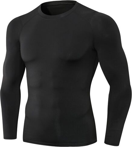 Men's Compression Shirt Long Sleeve Athletic Workout T-Shirts Top Active Sport Base Layer Undershirt Dry Fit in Saudi Arabia