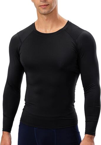 Men's Compression Shirt Long Sleeve Athletic Workout T-Shirts Top Active Sport Base Layer Undershirt Dry Fit in Saudi Arabia