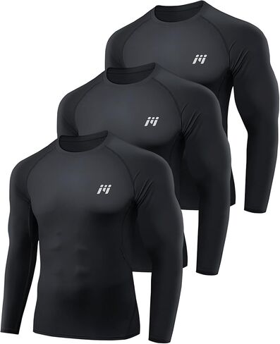 Compression Shirt for Men Long Sleeve Athletic Workout Base Layer UPF 50 Sun Protect Shirts in Kuwait