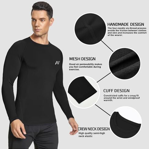 Compression Shirt for Men Long Sleeve Athletic Workout Base Layer UPF 50 Sun Protect Shirts in Kuwait