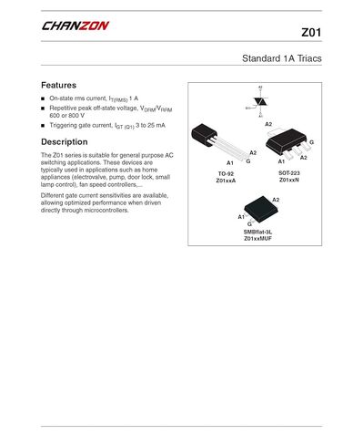 Chanzon Z0109MN5AA4 Z0109MN 5AA4 SOT-223 ثنائية الاتجاه TRIAC SMD ، متوافق مع تطبيق Thyristor ، SCR محكم السيليكون مع الجهد الكهربائي المتكرر خارج الدولة 600-800V (حزمة من 10pcs) in Saudi Arabia