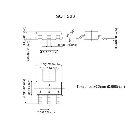 Chanzon Z0109MN5AA4 Z0109MN 5AA4 SOT-223 ثنائية الاتجاه TRIAC SMD ، متوافق مع تطبيق Thyristor ، SCR محكم السيليكون مع الجهد الكهربائي المتكرر خارج الدولة 600-800V (حزمة من 10pcs) in Saudi Arabia