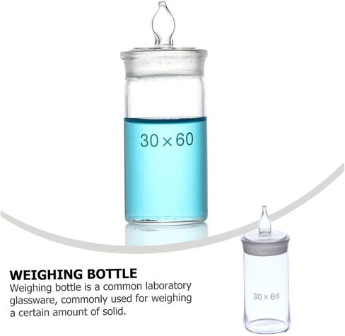 Amosfun 30mm x 60mm Tall Form Weighing Bottle Borosilicate Glass Sample Bottle for Lab Use Sturdy Glass Weighing Dish for Precise Measurements in Saudi Arabia