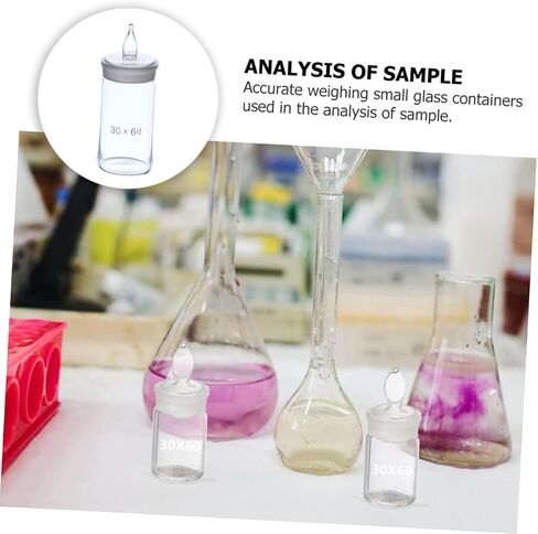 Amosfun 30mm x 60mm Tall Form Weighing Bottle Borosilicate Glass Sample Bottle for Lab Use Sturdy Glass Weighing Dish for Precise Measurements in Saudi Arabia