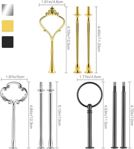 9 Set Cake Stand Hardware Tiered Tray Hardware Kit Fittings for Cake Stand,3 Tier Cake Stand Fittings Hardware Holder for Weeding,Party,Dessert Cupcake Trays Serving Stands-Gold,Black,White in Kuwait