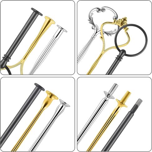 9 Set Cake Stand Hardware Tiered Tray Hardware Kit Fittings for Cake Stand,3 Tier Cake Stand Fittings Hardware Holder for Weeding,Party,Dessert Cupcake Trays Serving Stands-Gold,Black,White in Kuwait
