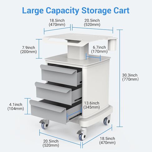 Medical Carts with Wheels, Mobile Ultrasound Cart, Rolling Dental Carts with Drawers, Professional Trolley Cart with Trays for Hospital Clicnic Lab Beauty Salon in Saudi Arabia