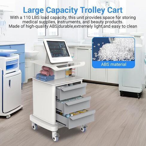 Medical Carts with Wheels, Mobile Ultrasound Cart, Rolling Dental Carts with Drawers, Professional Trolley Cart with Trays for Hospital Clicnic Lab Beauty Salon in Saudi Arabia