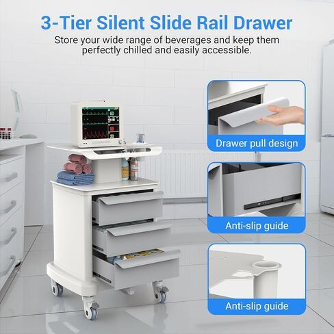 Medical Carts with Wheels, Mobile Ultrasound Cart, Rolling Dental Carts with Drawers, Professional Trolley Cart with Trays for Hospital Clicnic Lab Beauty Salon in Saudi Arabia