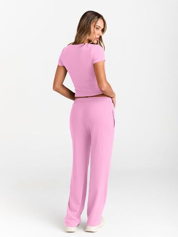 عصرية الملكة 2 قطعة مطابقة لرواية الصيف صالة مجموعة نسائية الساق واسعة الساق الجانبية مجموعات المحاصيل in Kuwait