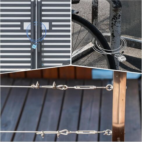 2-Pack Security Cable Lock, 1.64FT PVC Coated Steel Luggage Lock Wire Rope with Double Loop for Outdoor Travel/Gate/Bike, Cut-Resistant Braided Steel Cable [Transparent] in Saudi Arabia