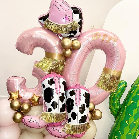 Western-Balloons Cowboy-Balloon 8PCS Large Cowboy Cowgirl Hat Boot Foil Balloons Western Birthday Party Rodeo Bachelorette Decorations Supply in Kuwait