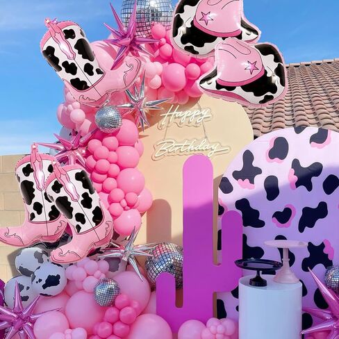 Western-Balloons Cowboy-Balloon 8PCS Large Cowboy Cowgirl Hat Boot Foil Balloons Western Birthday Party Rodeo Bachelorette Decorations Supply in Kuwait