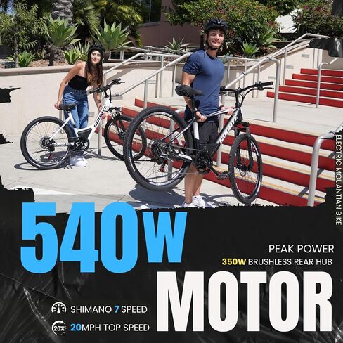 Electric Mountain Bike for Adults 26" Step-Thru/Over Commuting Ebike for Men Women with Peak Power 540w, 360Wh Built-in Battery, LCD Display, 7 Gears & Front Shock Absorber in Saudi Arabia