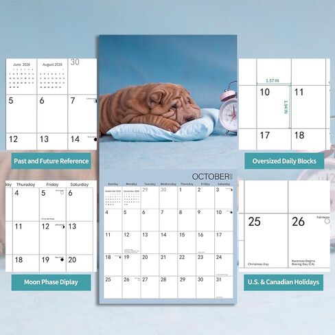 2025-2026 Wall Calendar,Schnauzer Wall Calendar, 12" x 24" Open,Family Planner Calendar Organizer with Schnauzer Images, for Dogs Lovers in Saudi Arabia