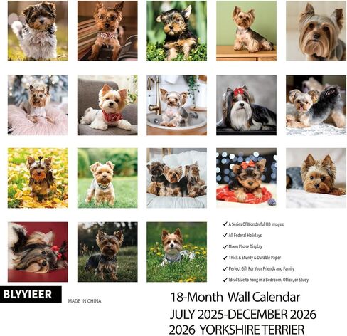 2025-2026 Wall Calendar,Schnauzer Wall Calendar, 12" x 24" Open,Family Planner Calendar Organizer with Schnauzer Images, for Dogs Lovers in Saudi Arabia