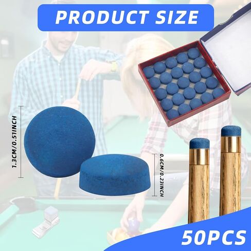 50PCS Billiard Pool Cue Tips Pool Stick Replacement Tips for Pool Table Cues Stick Tips Head and Leather Snooker Pool Stick Tips in Saudi Arabia