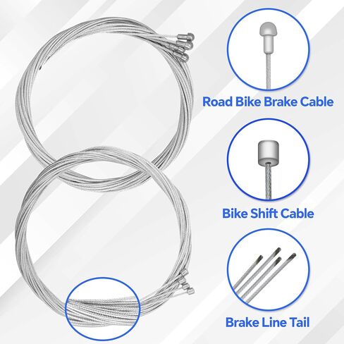 40Pcs Bike Brake Cable Kit, Universal Bicycle Brake Cable Set for Mountain and Road Bike, Including Brake Cable, Shifter Cable, O-Rings, Brake and Shift Cable End Caps, Silver Cable End Caps in Kuwait
