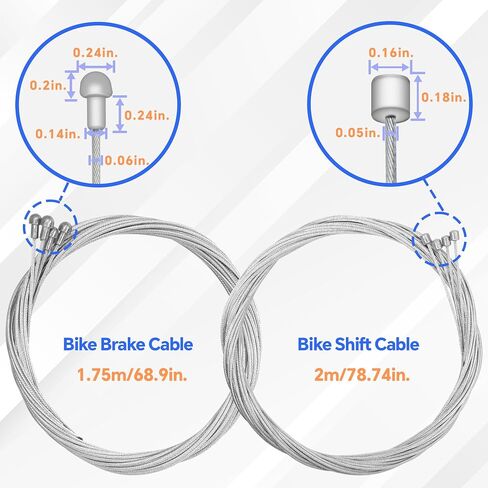 40Pcs Bike Brake Cable Kit, Universal Bicycle Brake Cable Set for Mountain and Road Bike, Including Brake Cable, Shifter Cable, O-Rings, Brake and Shift Cable End Caps, Silver Cable End Caps in Kuwait