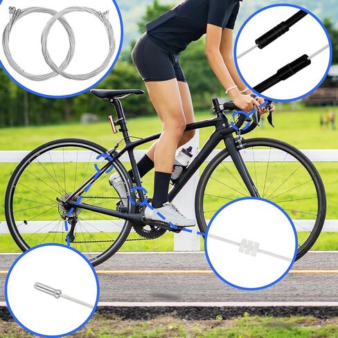 40Pcs Bike Brake Cable Kit, Universal Bicycle Brake Cable Set for Mountain and Road Bike, Including Brake Cable, Shifter Cable, O-Rings, Brake and Shift Cable End Caps, Silver Cable End Caps in Kuwait