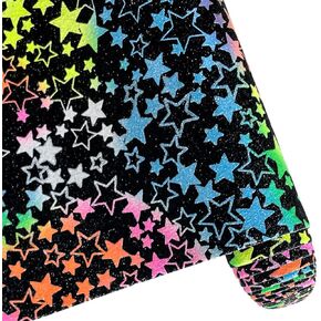 Rainbow Striped Pattern Faux Leather Fabric Sheets, 11.8x53inch Geometric Star Dots Synthetic Leather for DIY Earrings, Hair Bows & Crafts Projects - Perfect for Crafters in Kuwait