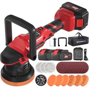 Cordless Buffer Polisher, 5 Inch Random Orbital Car Polisher Waxer, 6 Variable Speed 1000-5200 RPM, 21V 3.0Ah Batteries , 28Pcs Polishing Kit,for Car Polishing, Waxing, Boat Sanding, Scratch Removing in Saudi Arabia