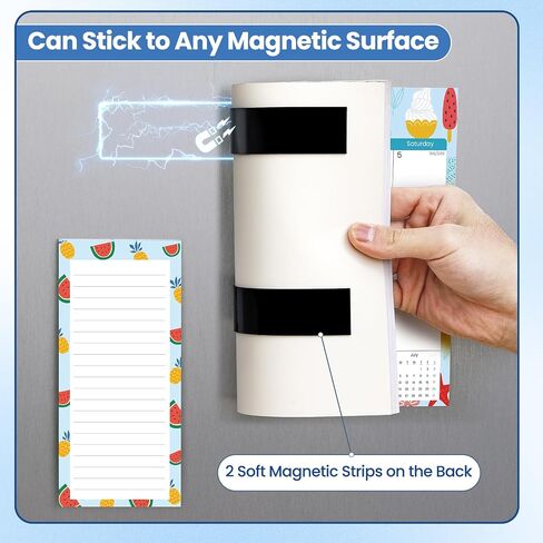 2025.7-2027.6 Magnetic Calendar for Refrigerator with 2 Pack Magnetic Note Pad for Fridge, 2 Year from July 2025 to June 2027 with Seasonal Patterns, Aesthetic Magnet Wall Calendar -- Style B, 11''*8.5'' in Saudi Arabia