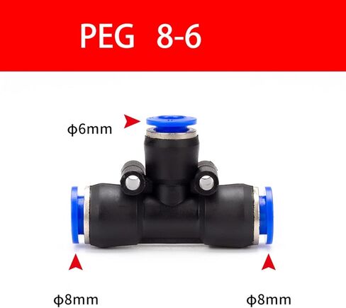 موصل خرطوم ، تجهيزات أنابيب تي شيرات بلاستيكية 4pcs PE الهواء الهاوية التوصيل السريع ، انزلاق قفل tee 3way (PE 8) in Kuwait