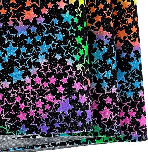 Rainbow Striped Pattern Faux Leather Fabric Sheets, 11.8x53inch Geometric Star Dots Synthetic Leather for DIY Earrings, Hair Bows & Crafts Projects - Perfect for Crafters in Kuwait